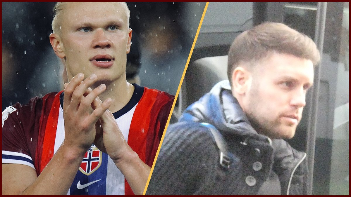Split photo of Erling Haaland (left) applauding fans in a Norway shirt and Brighton head coach Fabian Hürzeler (right) arriving at Craven Cottage; neither photo is from this match